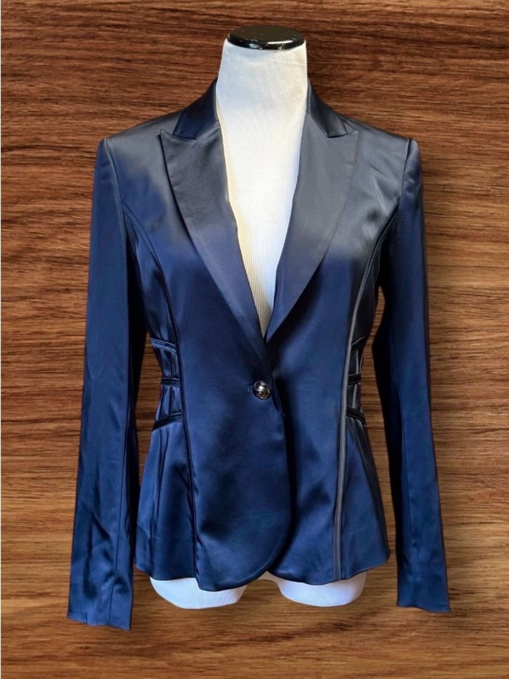 NWOT Cache Satin Blazer SZ 8 Navy